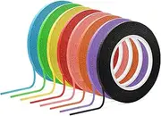 TEAONE Colored Masking Tape, 8 Rolls Crafts Labeling Paper Tape for DIY Supplies, Home Decoration (0.3cm x 13m/0.12in x 42.65ft/Roll)