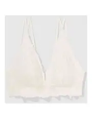 [Aerie] Show Off Tropicool Lace Padded Plunge Bralette in Soft Muslin