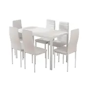 Dining Chairs and Table Dining Set 6 Chair Set Of 7 Wooden Top White