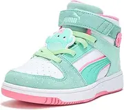 [PUMA] Unisex-Child Rebound Layup Mid Squishmallows Hook and Loop Shoes Sneaker, Mint White-Mint Melt