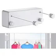 Retractable Clothesline Clothes Line Retracting Indoor Clothes Drying Line No Drill Wall-Mounted Invisible Folding Laundry String Steel Wire for Balcony and Ho