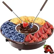 Electric Fondue Pot Set, Chocolate Fondue Set, Detachable Chocolate Fondue Maker with Serving Tray and Forks for Party Wedding, Gift Set & Date Night Idea. Serve at Movie Night or Game Night.