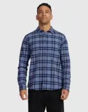 RVCA - Treets Long Sleeve Shirt For Men - Moody Blue Flanny Medium Large XL XXL
