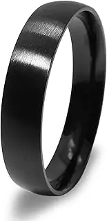 [Gemini] Custom Engrave Groom Bride Dome Black Matt and Polished Plain Wedding Band Titanium Rings Valentine Gift