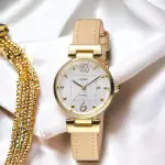 【ALBA】雅柏 優雅時尚 金色 皮帶錶 女錶 米色 禮物 藍寶石(VJ22-X281J)
