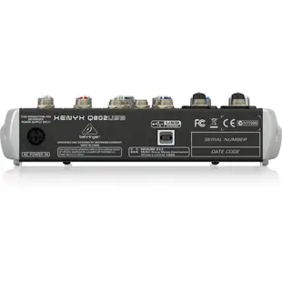 德國 Behringer 耳朵牌 XENYX Q802USB 8軌USB混音器 DJ 專業錄音 802