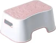 A+KCEYON Step Stool for Kids, Cute Design Child Toddler Step Stool for Potty Training, Bathroom Sink, Kitchen Counter, Non-Skid, Sturdy and Lightweight (Pink-Space Motif)