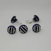 5 Hobby Lobby Ceramic Porcelain Drawer Knobs Pulls Cobalt Blue Rope Details