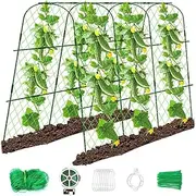 63"×45" Cucumber Trellis for Raised Bed, Metal Garden Arch Trellis with Climbing Net, U-Shape Cucumber Trellis, Detachable Cucumber Trellis Support for Vegetables,Tomato, Squash, Zucchini, Bean