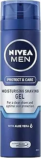 NIVEA MEN Protect & Care Moisturising Shaving Gel 200ml | With Aloe Vera & Pro-Vitamin B5 | Softens Beard Hair | For a Smooth Shave | Protects Skin from Cuts | Shaving Gel for Normal to Dry Skin