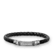 Signature Long Clasp Leather Mens Bracelet