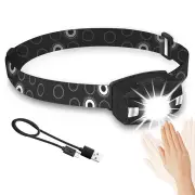 BORUiT G7 LED Motion Sensor Mini Headlamp Type-C Rechargeable Headlight Red Warning Light Head Torch Waterproof Camping
