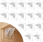15Pcs Shelf Support Pegs,L-Shaped Support Racks,Self Adhesive Shelves Clips,Strong Partition Holders,Wardrobe Partition Holder Fixing Sticking Hook, for Kitchen Clapboard Layer Cabinet Book Shelves