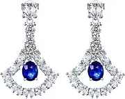 Natural Blue Sapphire Stud Earrings, Razzberry Custom Gemstone Designs, 1.1 Carat (Pair) Gemstone with Zirconia Accent Stones, Included Velvet Gift Box
