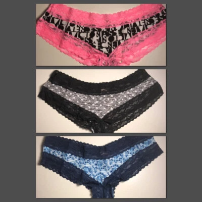 Victoria's Secret Stretch Cotton Lace Trim Cheeky Panty Size Small & Medium