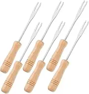 CHICAMPERA 6pcs Wooden Handle Telescoping Blending Forks Fondue Chocolate Cheese and Fruit Easy to Clean Portable and Ergonomic Design for Home and Outdoor Use