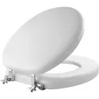 Round Cushioned Toilet Seat with Chrome Hinges Easy Clean Soft Comfort