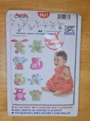 Burda Pattern 9637 BABY TOYS Rabbit Cat Bear Pig and More - uncut sewing pattern