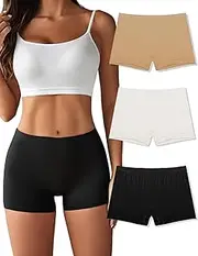 [Ekouaer] Boyshort Panties Women's Soft Underwear Briefs Invisible Hipster 3 Pack Seamless Boxer Brief Panties S-XXL