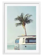 [Profile Australia] Made Beach Palm Kombi 1 Art Print A1 Frame in White