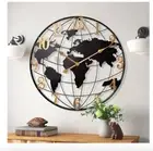 Vintage World Map Clock Wall Clock 24inches Width/height Quartz Farmhouse Clock