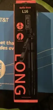 New L16 Long Selfie Stick Tripod, 61” Extendable, Bluetooth Remote, Black