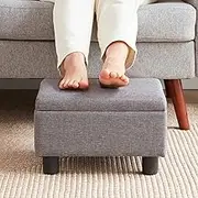 Small Foot Stool Under Desk Foot Stools Ottoman Footstool Foot Stools Small Footstools Foot Stool for Living Room Foot Rest 15" W x 12" D x 9.5" H Linen Dark Grey
