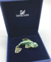Swarovski Peridot Crystal Fish Pin/Brooch with Box - Signed Retired Vintage New