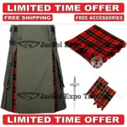 Men's Scottish Wallace Hybrid Cotton Utility Kilts - Free Accessories & Shipping