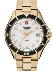 Swiss Alpine Military 7740.1113 Mother Of Pearl Dial Gold Stainless Steel Womens Watch