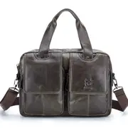 Men Retro Leather Messenger Bag Crossbody Shoulder Laptop Briefcase With Shoulder Strap