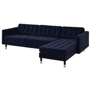 LANDSKRONA 4-seat sofa, with chaise longue/Djuparp dark blue/metal