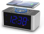 Alarm Clock Radio with 5W Wireless Charging, Snooze,Bluetooth, Dual Alarm, 1.4'' LED Display, Dimmer, USB Charging Clock for Bedside iTOMA 206