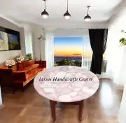 Handmade Rose Quartz Stone Unique Crystal Healing Coffee Tabletop Sofa Table Dec