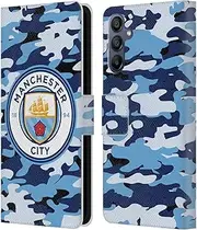 Head Case Designs Officially Licensed Manchester City Man City FC Blue Moon Badge Camou Leather Book Wallet Case Cover Compatible with Samsung Galaxy A15