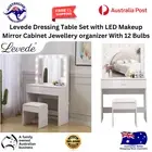 Levede Dressing Table Set with LED Makeup Mirror Organiser Jewellery Cabinet