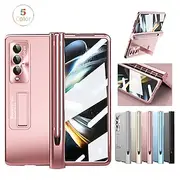 Phone Case For Samsung Galaxy Z Fold 7 Z Fold 5 Z Fold 4 Z Fold 3 Back Cover Camera Lens Protector Kickstand with S Pen Solid Colored Tempered Glass PC Metal