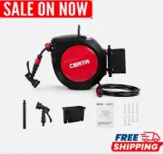 Certa 30m Retractable Garden Hose Reel Spray Nozzle Auto Rewind Reels Storage