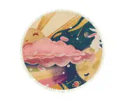 SOGA 120cm Round Tassels Carpet Sky Landscape Clouds Boho Circle Area Rugs, Home Decor