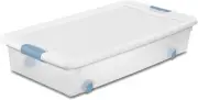 4-Pack Stackable Plastic Storage Bins W/ Latch Lids & Wheels, 56 Qt., White Lid