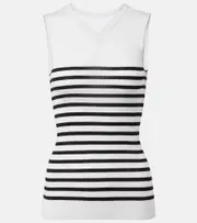 [Khaite] Khaite Renato striped wool-blend top AU 16 white