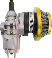 Engine Carburetor for 47cc 49cc MI&NI Moto Dirt Pocket Bike ATV Quad Go Kart MinimotoCarburetor Carb Carby + Steel 44mm Air Filter Red + Stack (Color : Yellow)