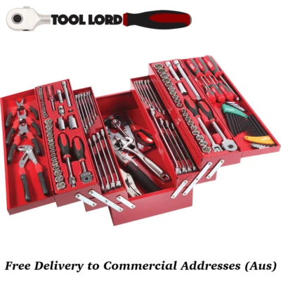Sidchrome Portable 135 Pce 5 Tray Metric & AF Cantilever Tool Kit Set SCMT10136