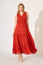 Monae Maxi Dress Sleeveless in Brown Rust 8