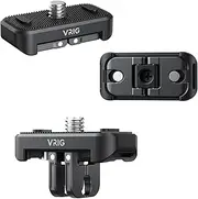VRIG Quick Release Mount for Insta 360 X4 (New Version),Snap-On Magnetic 2 Prong Mount and 1/4" Screw Compatible with Tripod Fixed Action Camera Selfie Stick
