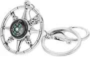 [TOVINANNA] Miniature Nautical Keyring with Metal Compass Durable Keychain for Ship Wheel Design Sailors and Boaters