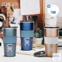 在飛比找Yahoo奇摩購物中心優惠-IKUK艾可 陶瓷保溫杯600ml推蓋直飲保溫瓶(內膽陶瓷一