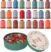 24 Colors Variegated Sewing Thread,500Y Each Spool Polyester Threads,Rainbow