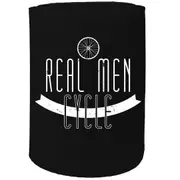 Alcohol Stubby Holder - Real Men Cycle Cycling - Funny Novelty Birthday Gift Joke Beer Can Bottle