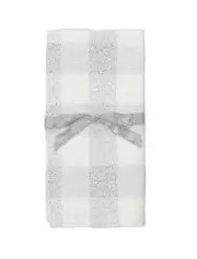 Winter Holiday Frosted Silver Metallic Buffalo Check Cloth Napkins Set of 4